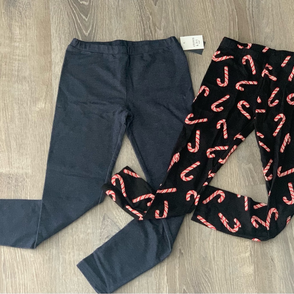 Crown & Ivy blue and Candy Cane Print Leggings